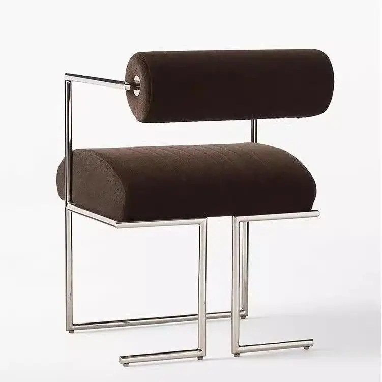 Bauhaus Dining Chair Designer Modern Minimalist Stainless Steel Reading Chair Creative Home Use Armrest Casual Vintage Chair