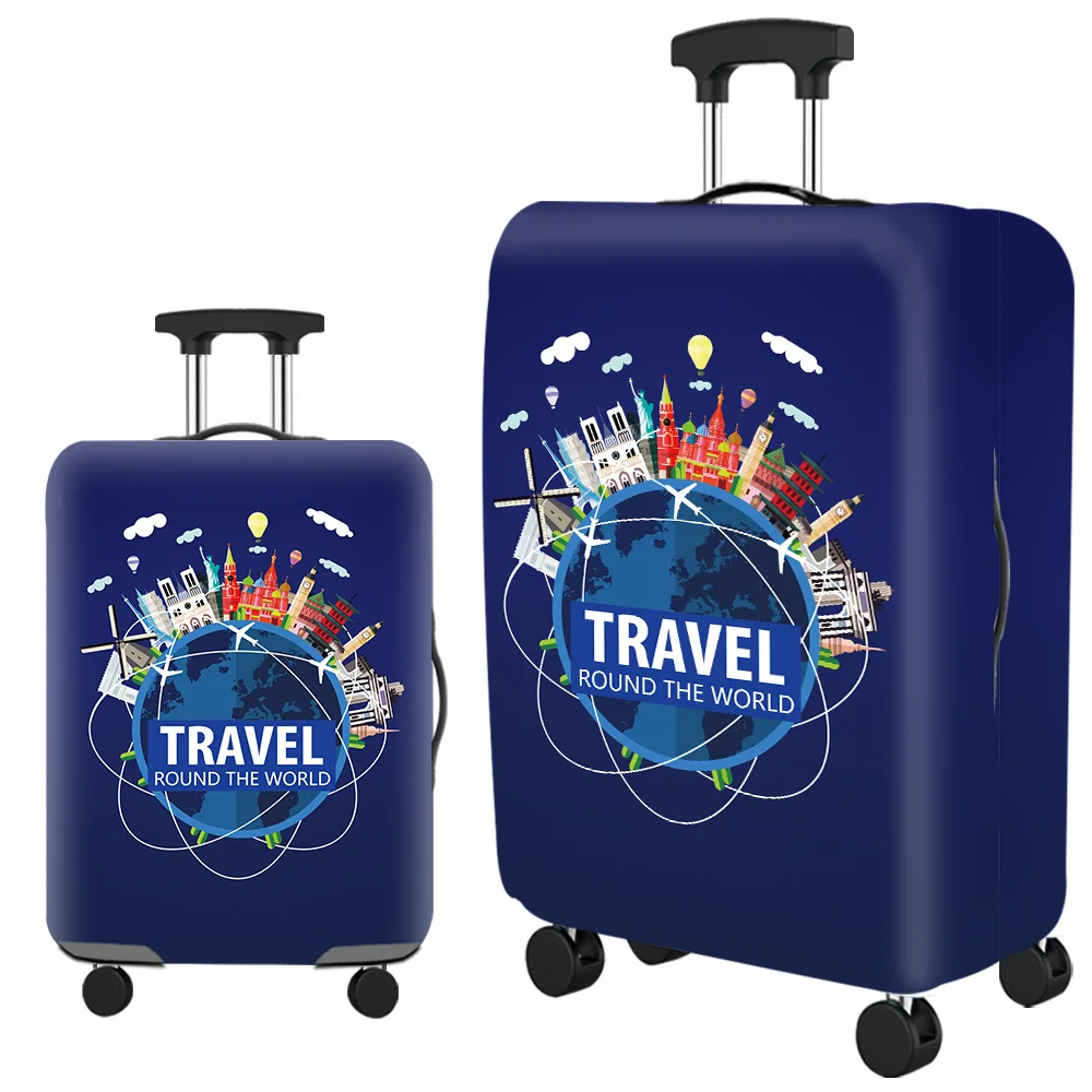 thumbnail image 1 of Funda protectora de equipaje con cremallera y diseño de mapa del mundo, elástica y gruesa, para maletas de 18 a 32 pulgadas, fundas para carrito, accesorios de viaje, 1 of 5