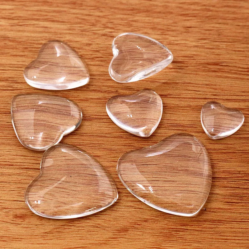 Premium Transparent Heart Glass Cabochons
