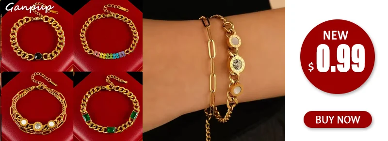 GANPUP 316L Edelstahl Perle Römischen Charm Armband Armreif Modeschmuck Leder Handgelenk Kette für Frauen Bijoux Femme Geschenk – Detail 1
