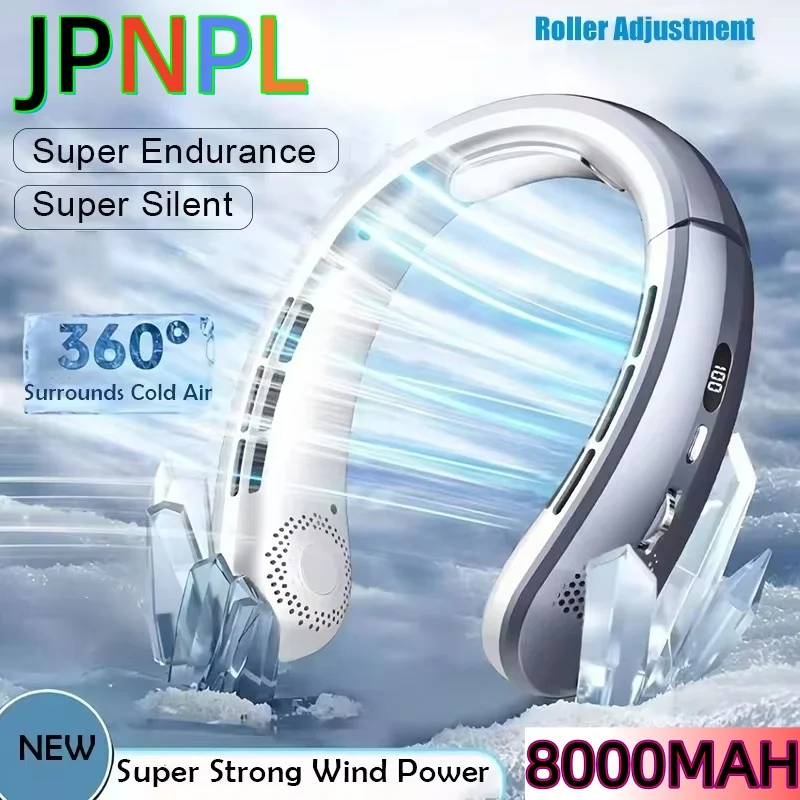 USB Neck Fan Bladeless Rechargeable LED 8000mAh