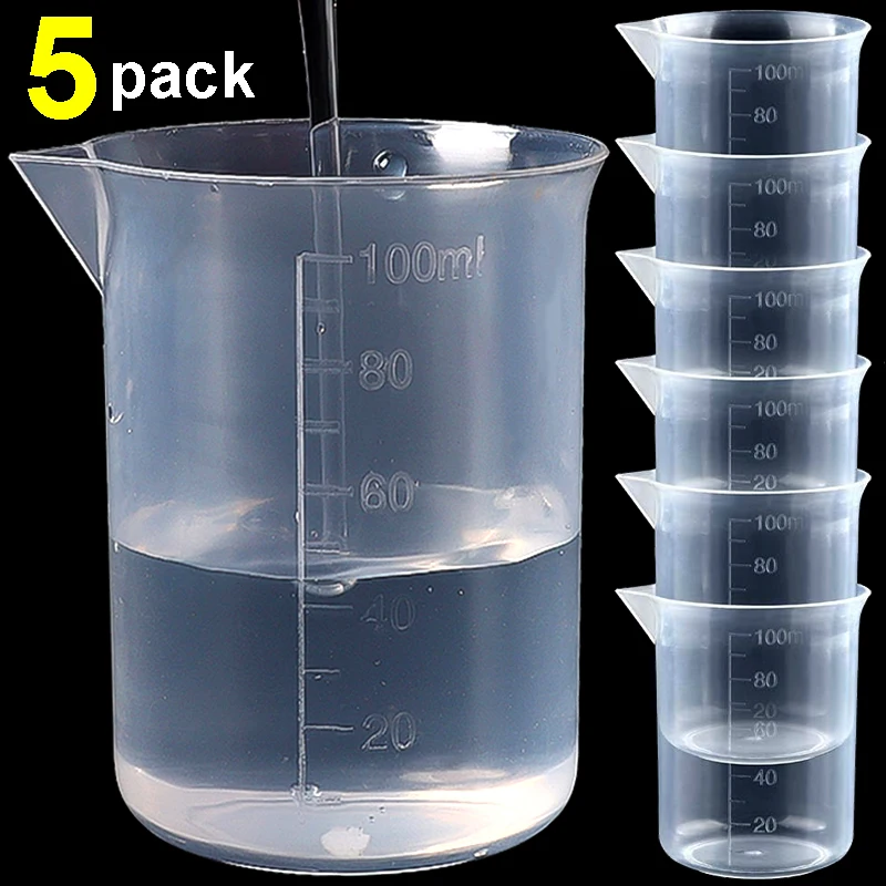 

100ml Measuring Cup Transparent Plastic Scale Beaker Lab Chemical Laboratory Cups Resin Water Kitchen Baking Tools Container