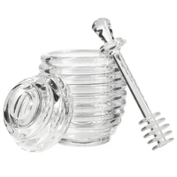 Transparent Honey Jar Pot With Stirring Rod Kitchen  Container  Lids Glass Storage Small Containers  Food Set 1