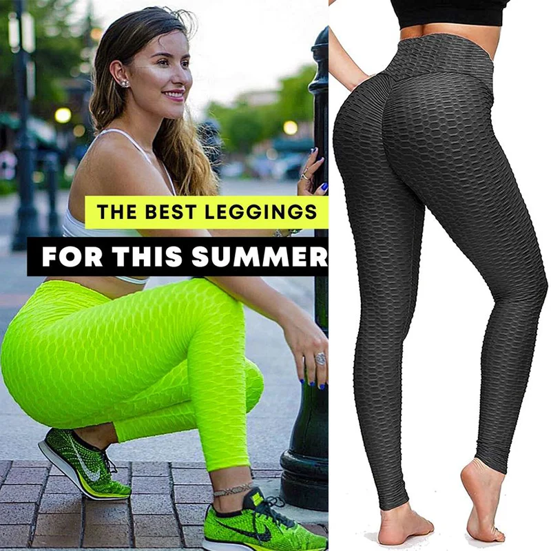 TikTok Leggings Womens Push Up Anti-Cellulite Yoga Pants Ruched Compression  Gym