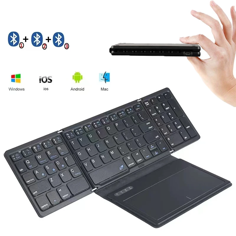 

Беспроводная складная Bluetooth-клавиатура для iPad, Android, Windows, iOS, телефона, планшета, беспроводная клавиатура с TouchpadNEW