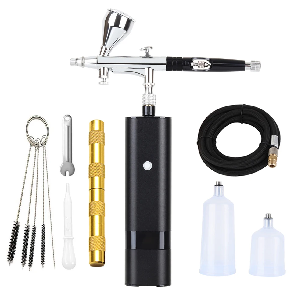 Air Brush Kit with Compressor, Air Brush Rechargeable Portable High  Pressure Air Brushes with 0.3mm Nozzle - AliExpress