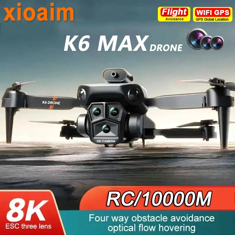 

For Xiaomi K6 Max Drone 8K GPS Professinal HD Three Cameras Wide Angle Optical Flow Four-way Obstacle Avoidance Quadcopter Toys