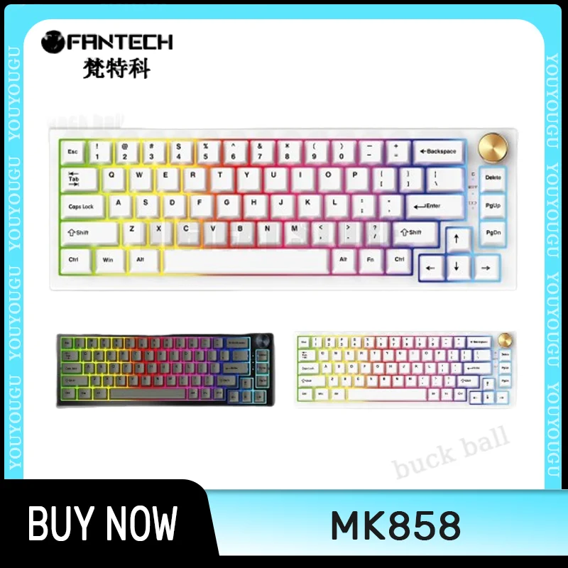 

Механическая клавиатура Fantech MK858, Беспроводная игровая клавиатура, 3 режима, USB 2,4G, Bluetooth, 67 клавиш, RGB подсветка, клавиатура, подарки