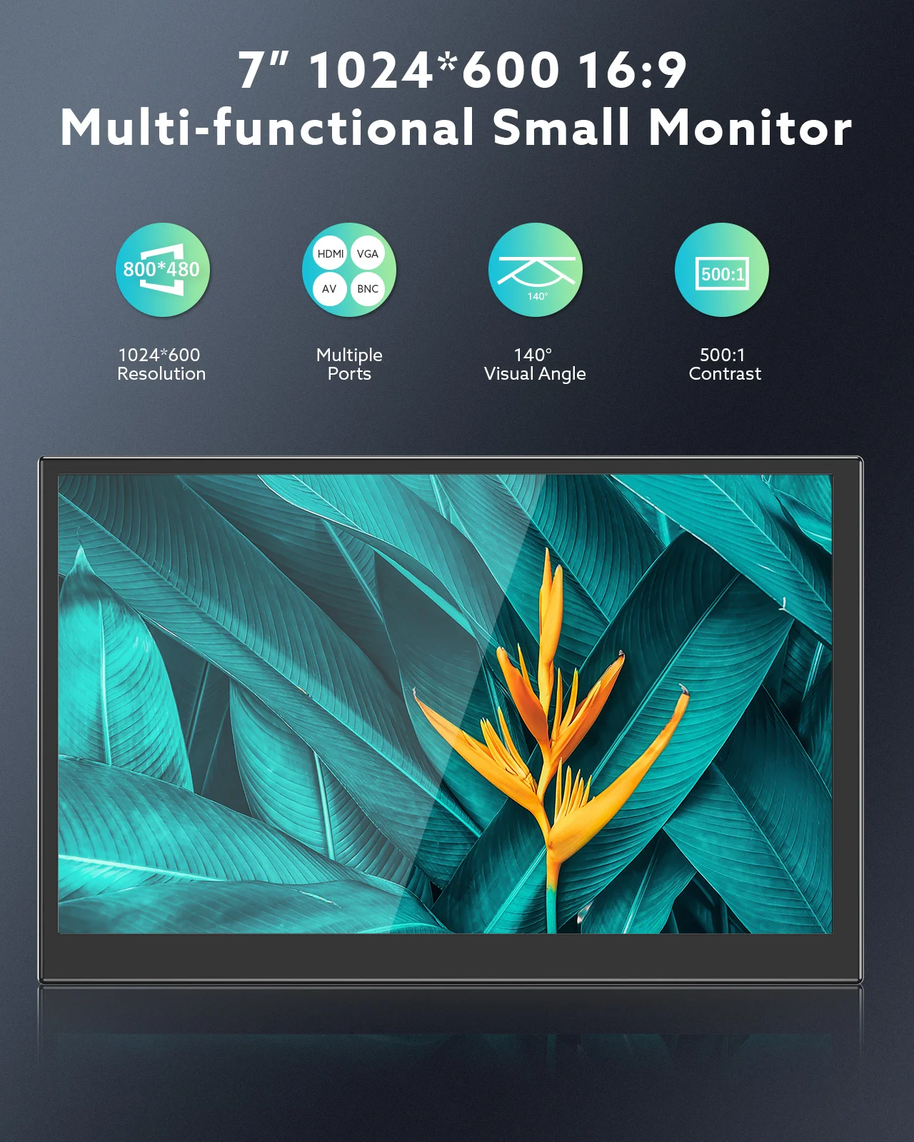 Miktver-pantalla Industrial S701H Mini de 7 pulgadas, Monitor HD 1024x600, HDMI, Panel TFT, carcasa de Metal con entrada VGA AV, alimentación USB de 5V/2A