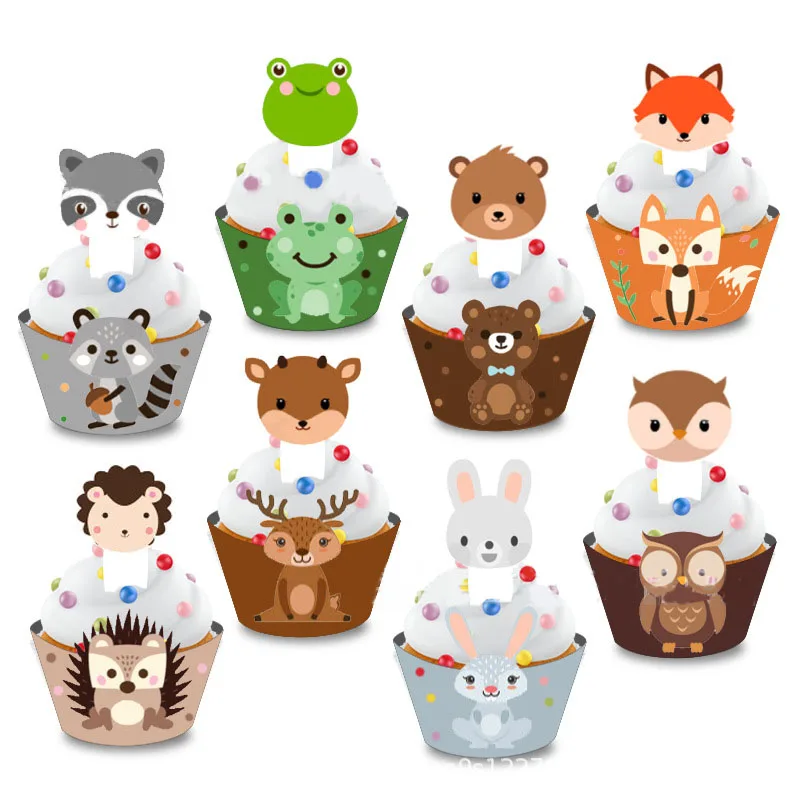 

Birthday Woodland Cup Cake Decor Woodland Jungle Animal Themed Birthday Cup Cake Decoration Happy Birthday Decor Kids