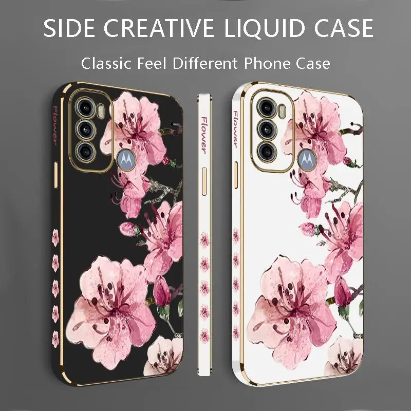 Ink Peach Blossoms Luxury Plating Phone Case Cover