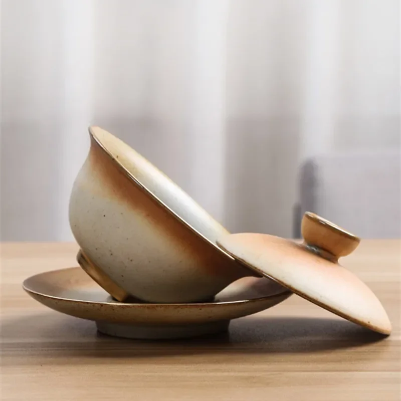 120ML Chinese Ceramic Gaiwan Teacup Travel Portable Tea Bowl Handmade Porcelain Teaware Accessories Drinkware Personal Cup