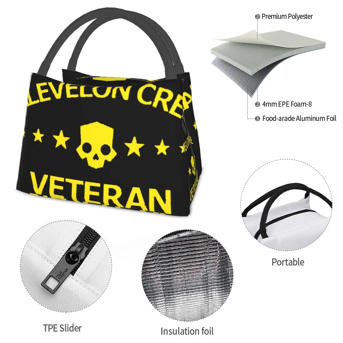 Helldivers 2 Malevelon Creek Veteran Portable insulation bag for Cooler Thermal Food Office Pinic Container