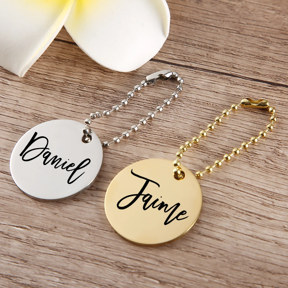 PersonalizedNameMetalKeychainLaserEngravedKeyChainNameKeyring