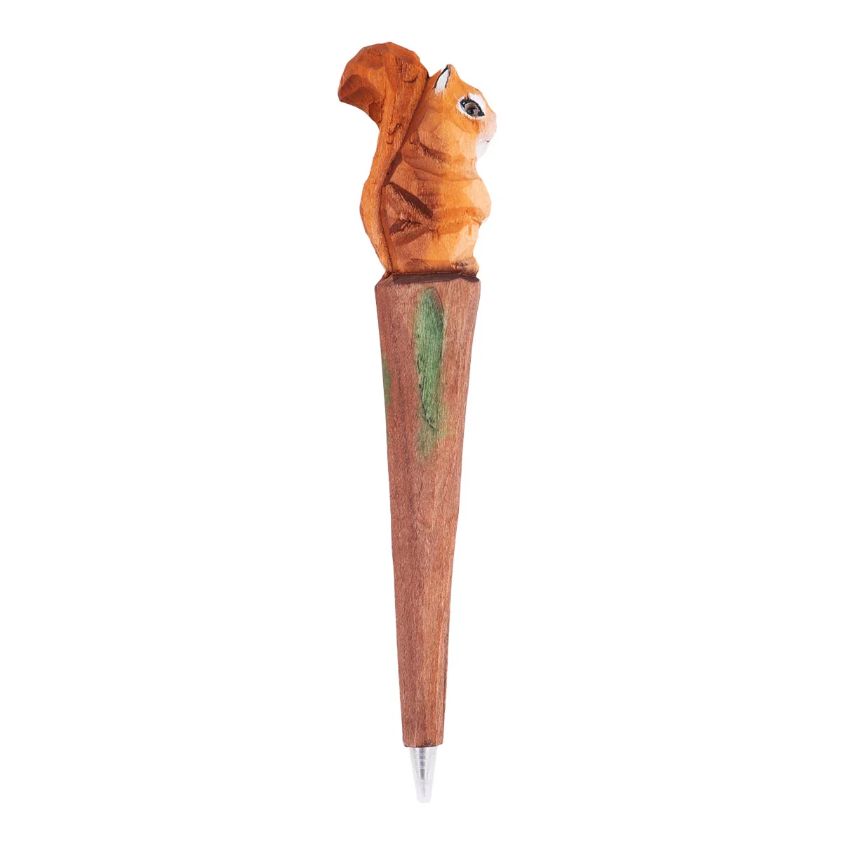 

Pure Handmade Wood Carving Animal Pen Creative Wood Carving Squirrel Ballpoint Pen Replaceable Refill Gel Pen for Students