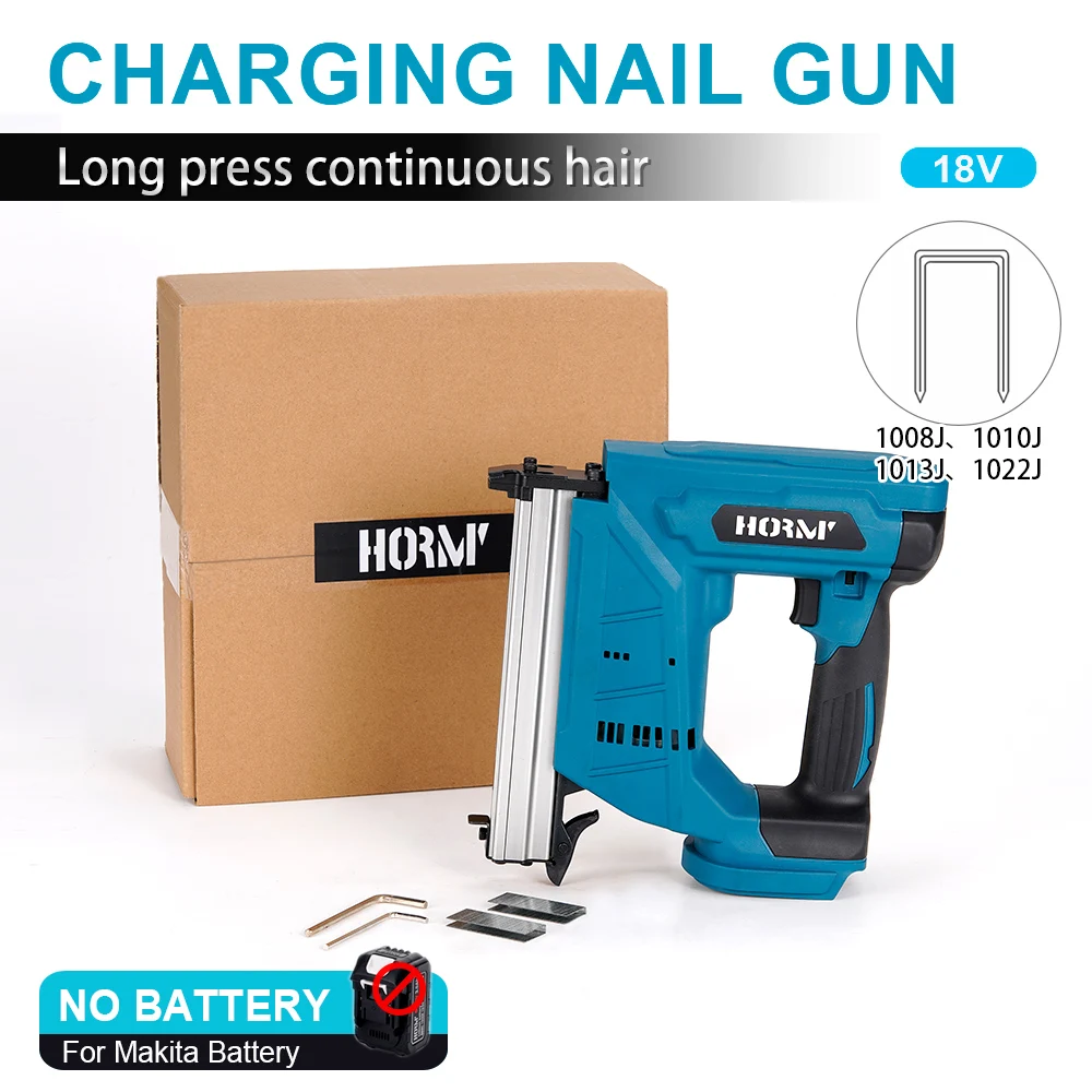 

20V Electric Stapler Cordless Straight Nail Gun Wood Framing Nailer/Stapler Furniture Staple Gun Home DIY Woodworking Tool