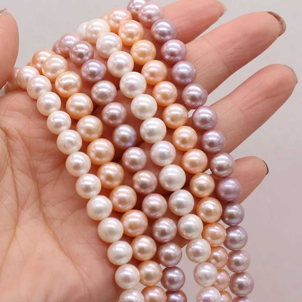 

Natural Real Freshwater Pearl Beads Round Shape Purple White Loose Pearl Beads for Making Jewelry Necklace Accessories 8-9mm