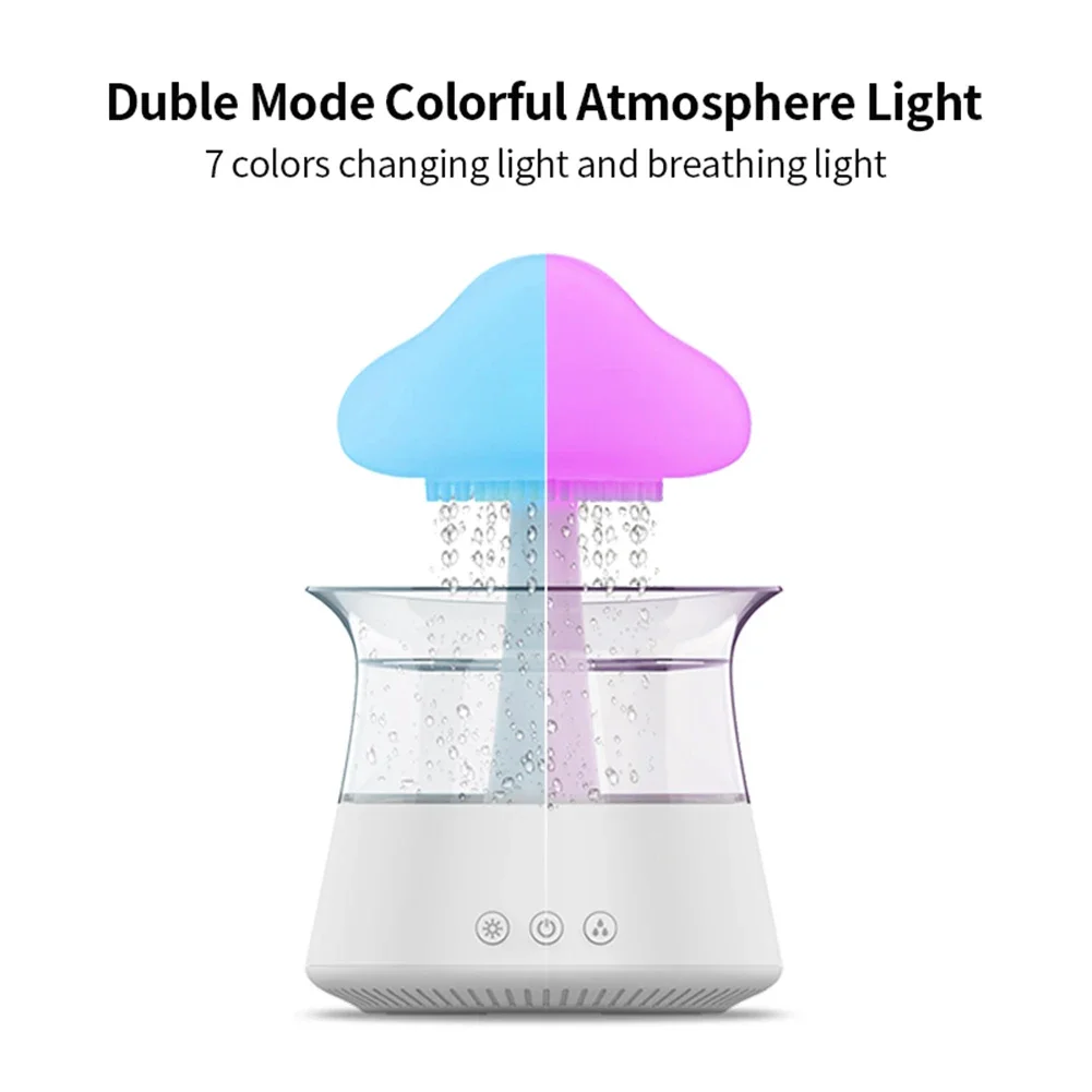 Mushroom Rain Electric Aroma Diffuser Colorful Night Light Mini Water Diffuser Moisturize Skin Home Decor for Bedroom Kids Room