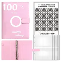 Envelope Notebook 6-hole Cash Envelopes Notebook Water-resistant Binder with 100 Envelopes Money Saving Challenge for Planning 1