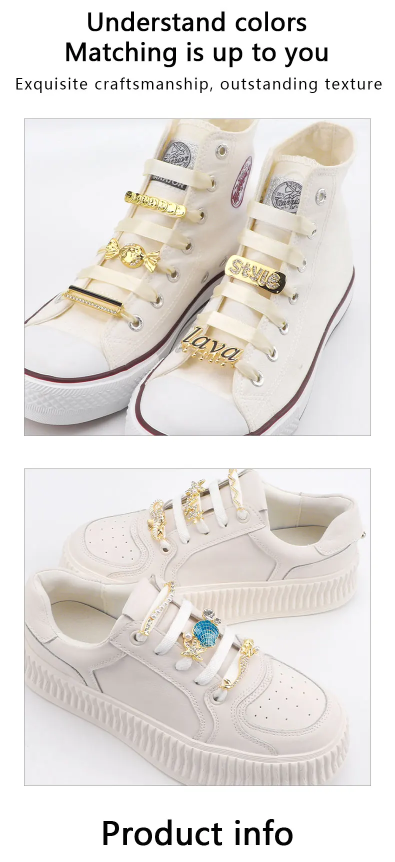 Modische Metall-Schuhcharms Diamant-Sportschuh-Dekoration Kreative DIY-Schnürsenkelschnallen Ozean-Stil Schuhzubehör – Detail 3