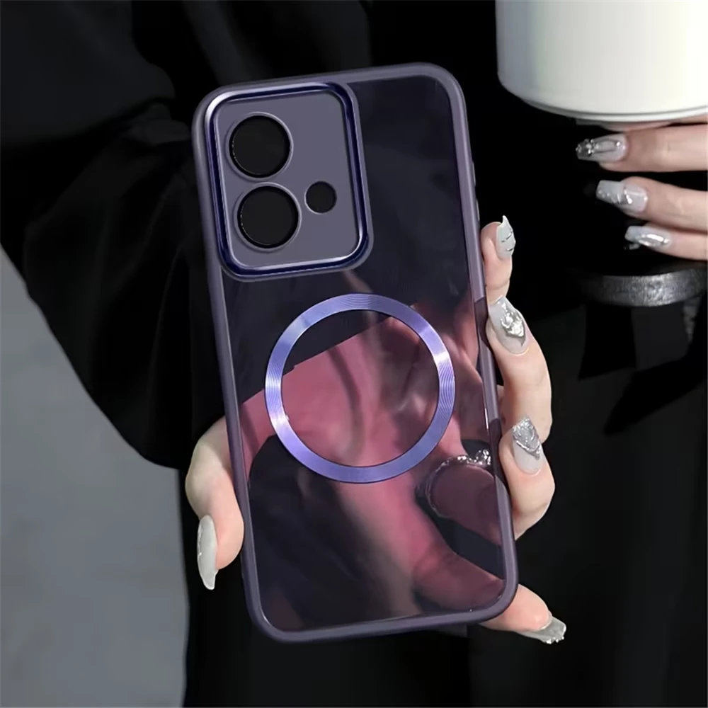 Magnetic Ring Clear Shockproof Phone Case with Lens Protection