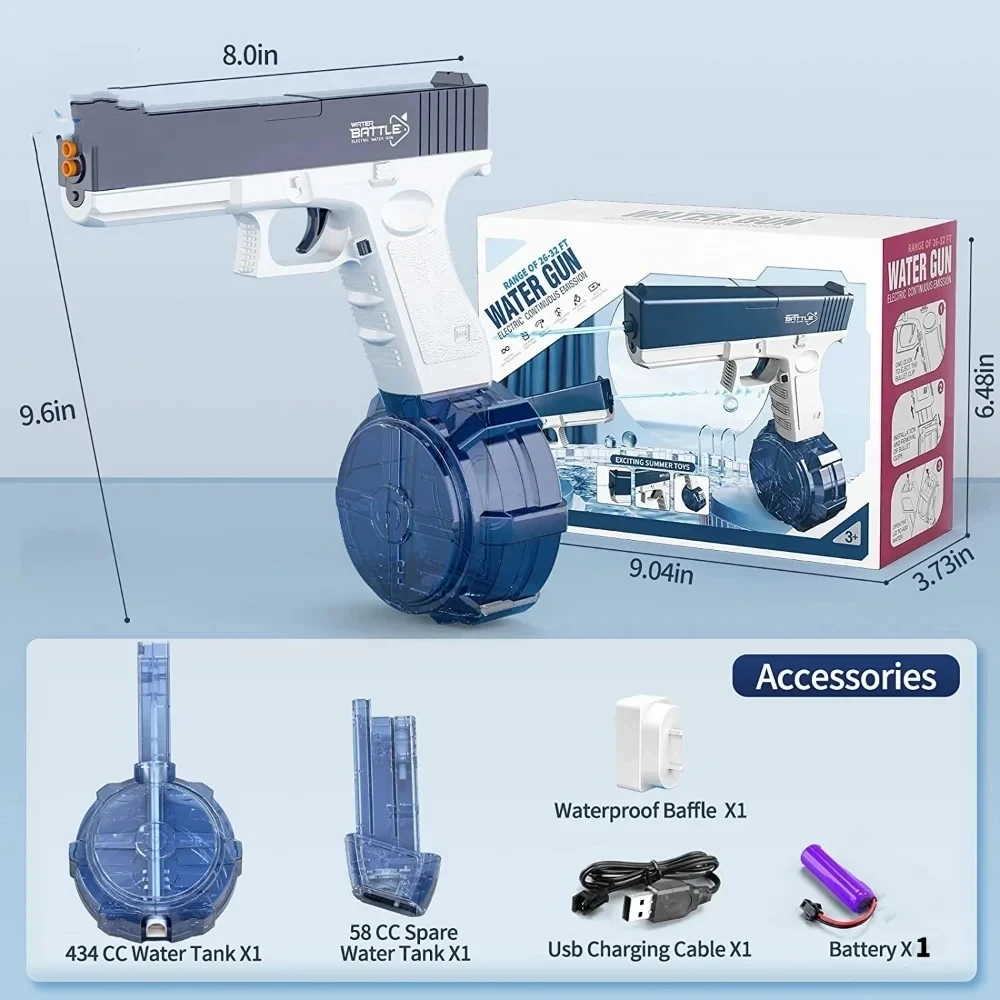 New Summer Electric Water Gun Toys Bursts High-pressure Strong Charging Energy Water Automatic Spray Children Squirt Toy