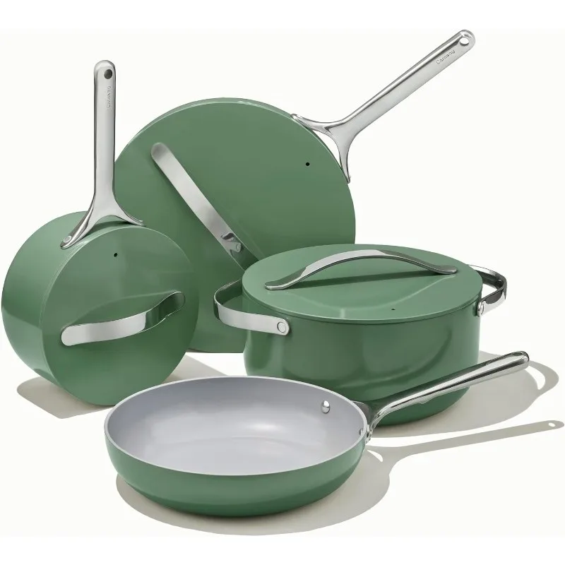 Caraway Nonstick Ceramic Cookware Set PTFE & PFOA Free Oven & Stovetop Safe Pots and Pans Set non stick cookware set