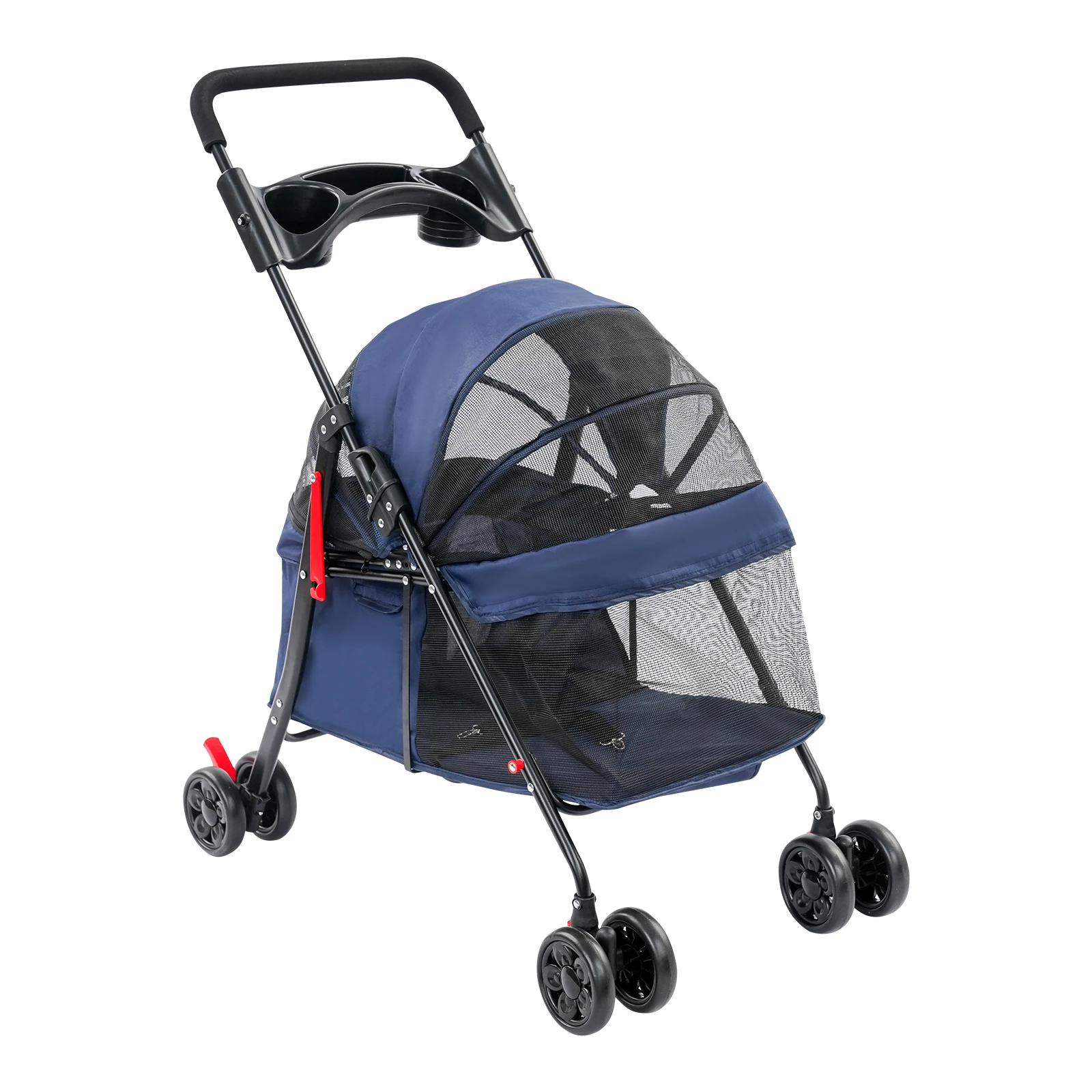 Moderner Haustierwagen für kleine bis mittelgroße Hunde und Katzen, faltbarer Haustier-Reisewagen, faltbarer Haustierwagen – Detail 16