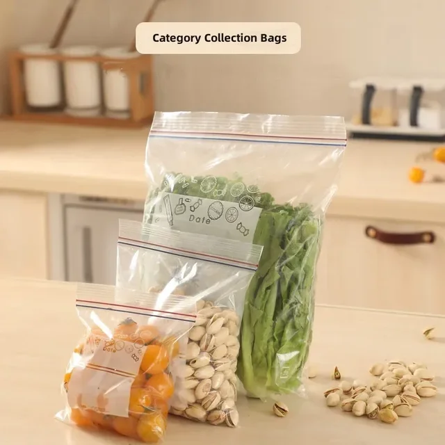 Sac de rangement transparent réutilisable à fermeture éclair, sac de qualité alimentaire, réfrigérateur, conservation des aliments frais, scellé, congélation des fruits, spécial 3