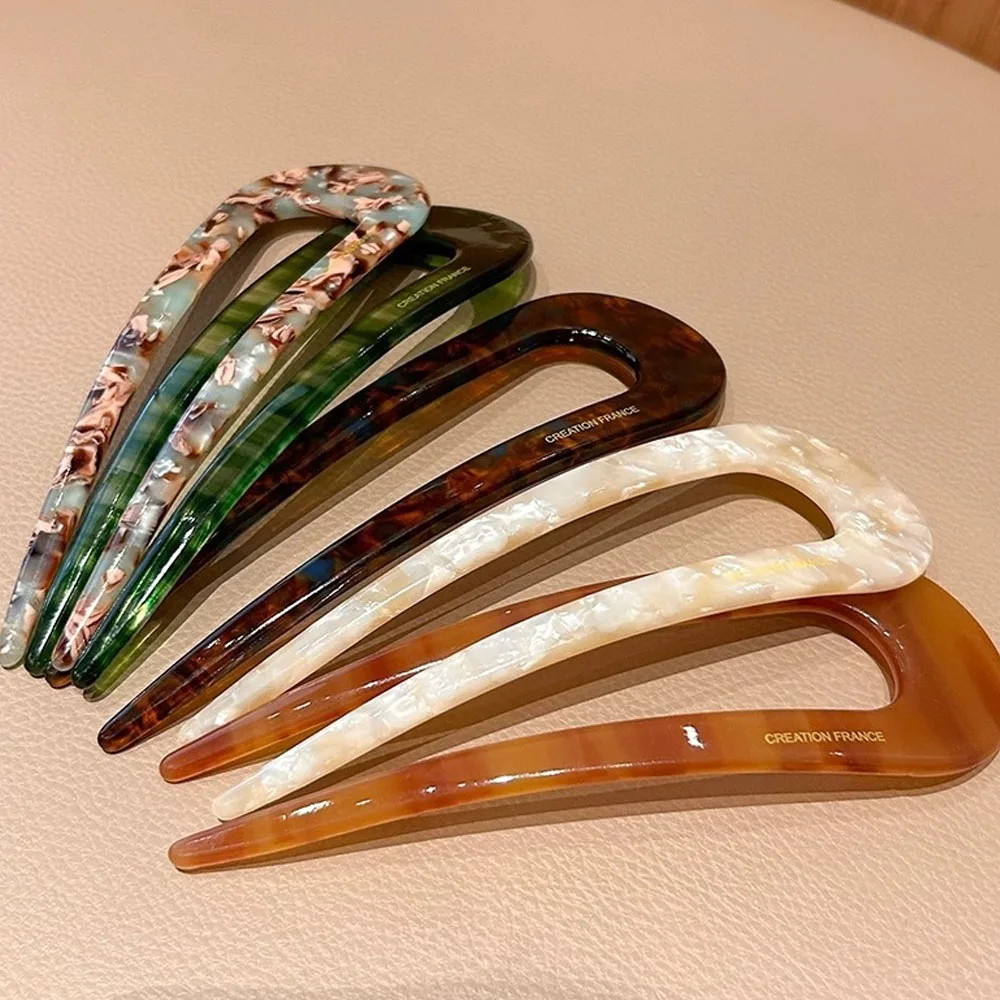 U-förmiger Haarstab, Vintage-Stil, französische Haarnadel, Damen-Acetat-Haarschmuck, DIY-Retro-Frisur-Werkzeug, neue Haarspangen, 2025, neu – Detail 9