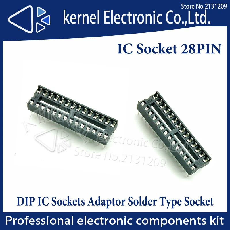 Hzy Connectors 28pin Ic Sockets 10pcs 2.54mm Through Hole Stamped Pin