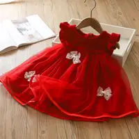 Baby Girl Dress Summer Solid Color Bow Mesh Princess Style Sweet Beauty Baby Dress Birthday Party Baby Girl Dress