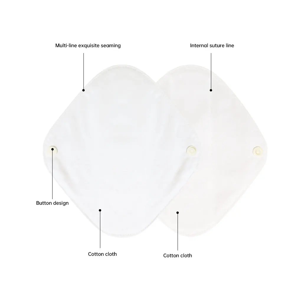 5 Pcs White Cotton Reusable Menstrual Pads Reusable Sanitary, Bamboo Cloth Pads For Heavy Flow Large Sanitary Pads Set With Win 4