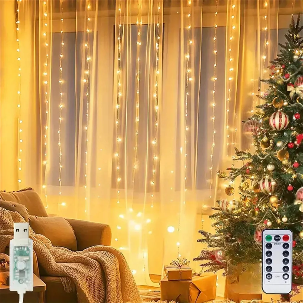 Enchanting USB LED Fairy Curtain Lights with Remote Control for Festive Decor and Celebrations