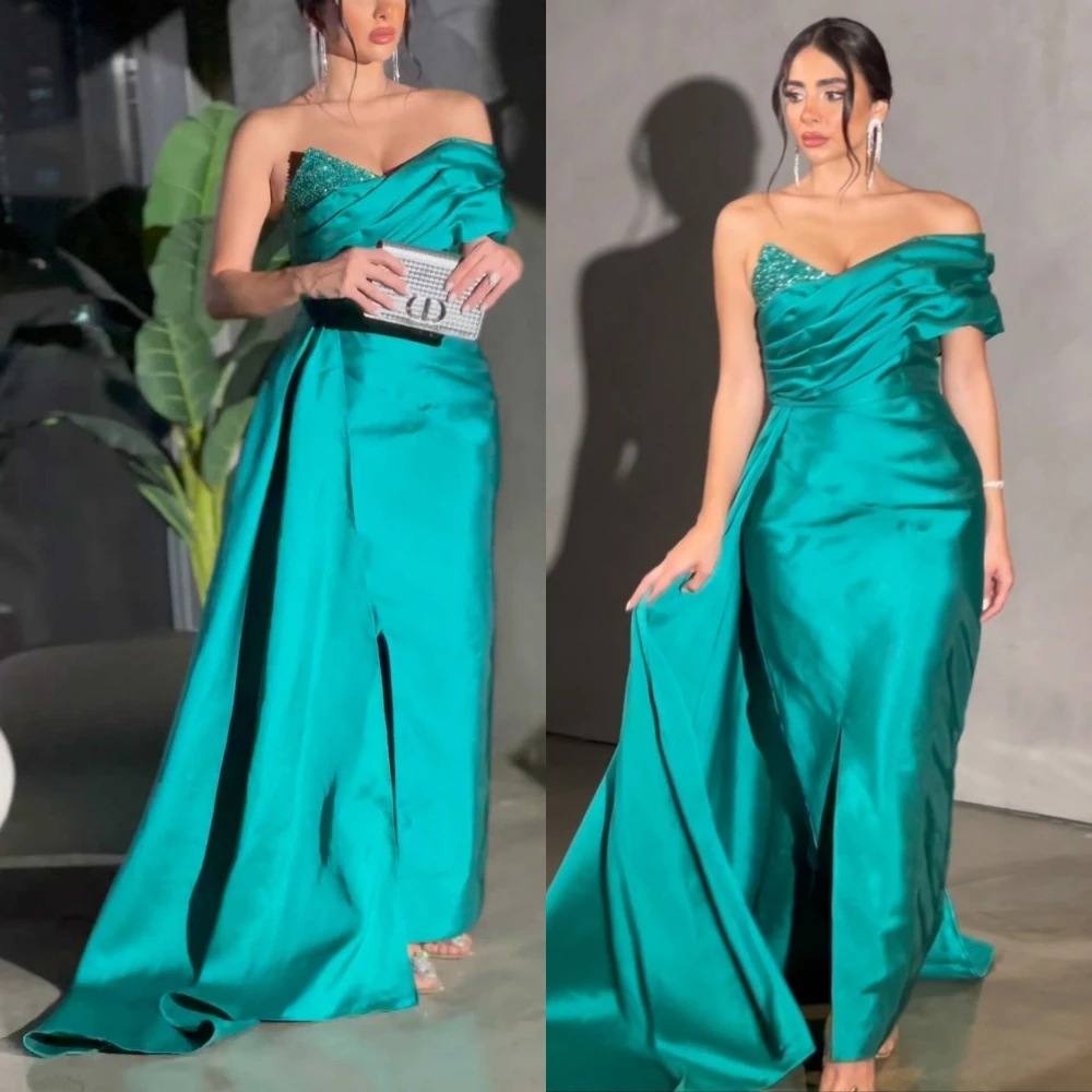 

Exquisite One-shoulder Sheath Sweep/Brush Evening Dresses Sequin Satin Formal Occasion Gown evening dresses فساتين السهرةفساتين