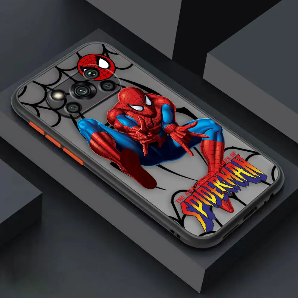 thumbnail image 1 of Matte Case for Xiaomi POCO X4 X3 X2 M4 M3 M2 F4 F3 GT F2 C40 CC9 PRO 4G 5G A3 MIX4 CIVI Case Funda Shell Marvel Spider-Man Combo, 1 of 5