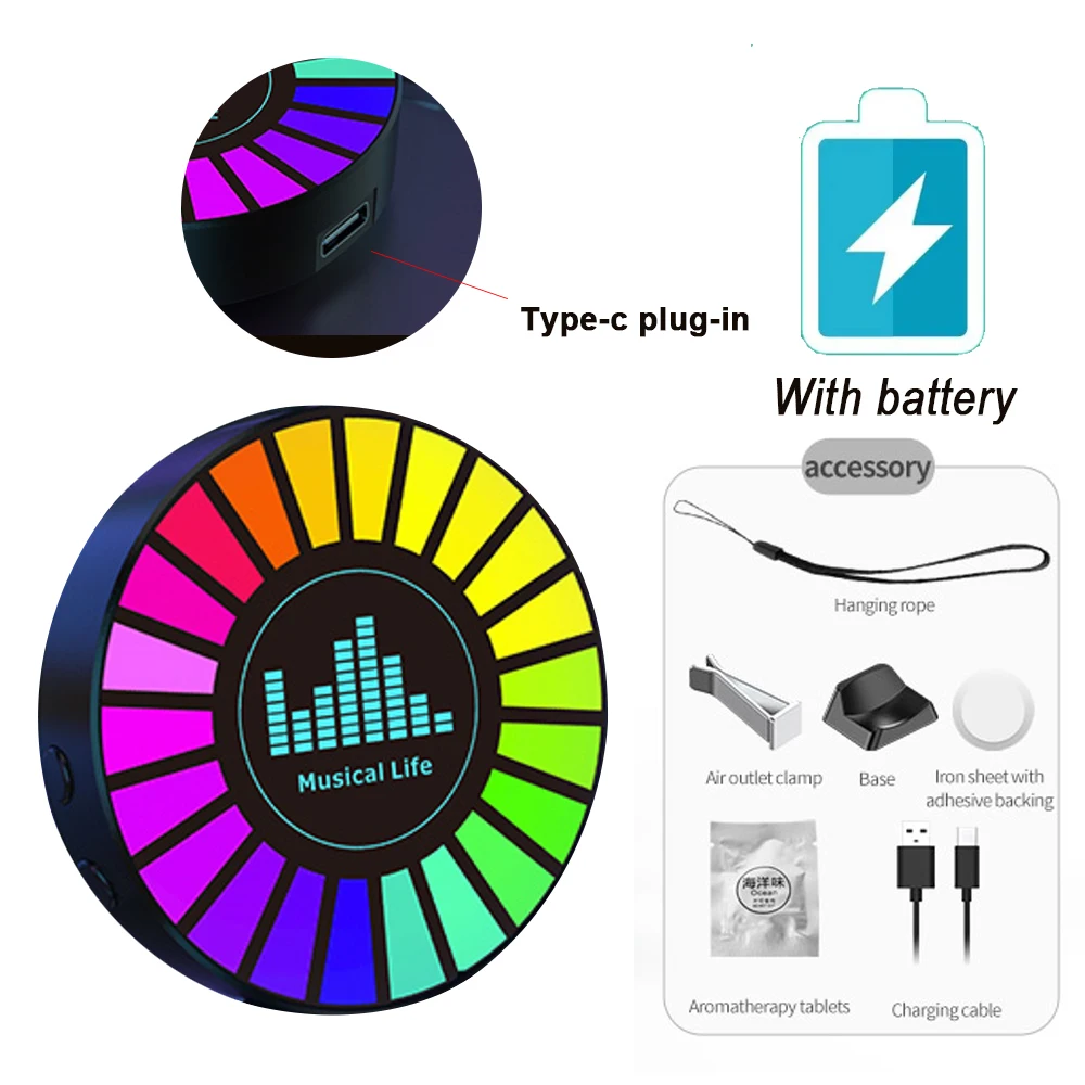 Luces de recogida RGB inteligentes, lámpara ambiental LED 3D, Control de sonido, luces de ritmo musical, ambientador para juegos de coche, TV, decoración creativa
