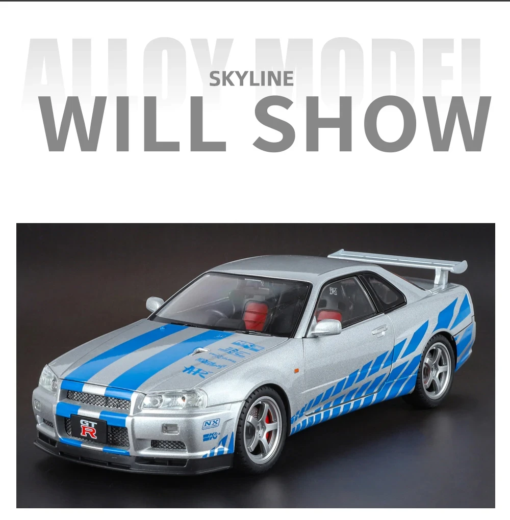 1/18 Skyline GTR R34 Legierung Modell Auto Spielzeug Diecasts Casting Sound und Licht Auto Spielzeug Für Kinder Fahrzeug – Detail 15
