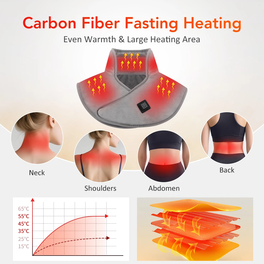 Electric Heating Shoulder Neck Pad Cervical Wrap with Three Gear Thermal Compression Warm Back Relaxation Tool for Office Home