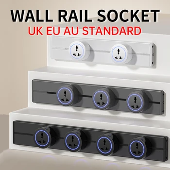 รางปลั๊กไฟติดผนังแบบเคลื่อนย้ายได้ ขนาด 30/40/50 ซม. พร้อมอะแดปเตอร์ปลั๊กไฟคุณภาพสูง รองรับเครื่องใช้ไฟฟ้าภายในบ้าน กำลังไฟ 8000 วัตต์ มาตรฐาน EU US UK พร้อมพอร์ต USB 1