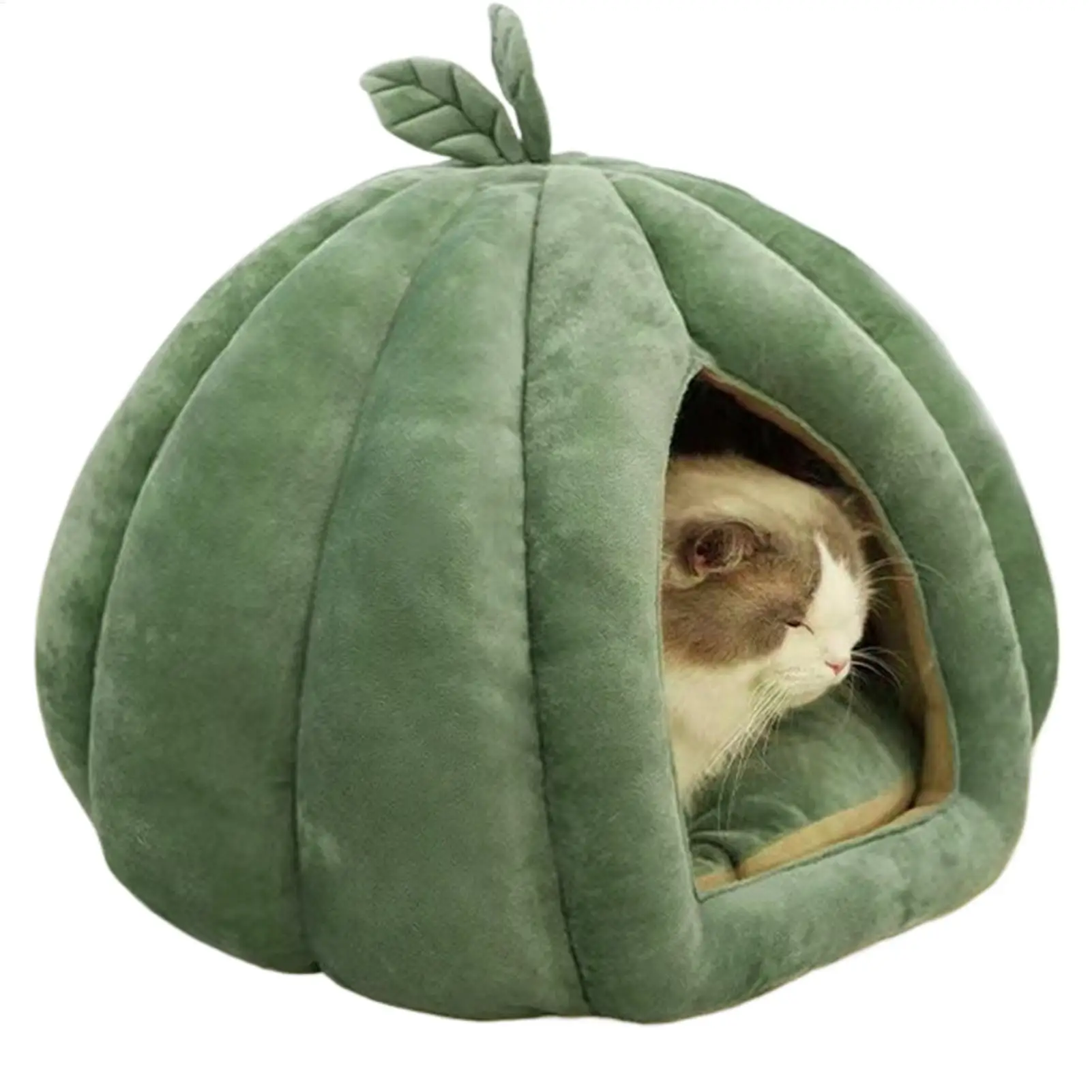 Halloween Thickened Pet Bed Enclosed Cat Nest Warm Cat Bed Pumpkin Shape Pet Sleeping House For Cats Washable Cat Sleeping Bed