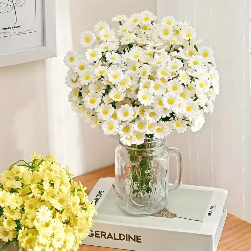 Artificial Chamomile Daisy Flowers Lifelike Plastic Fake Blooms for DIY Crafts Wedding Party Decor Home Garden Room Decoration