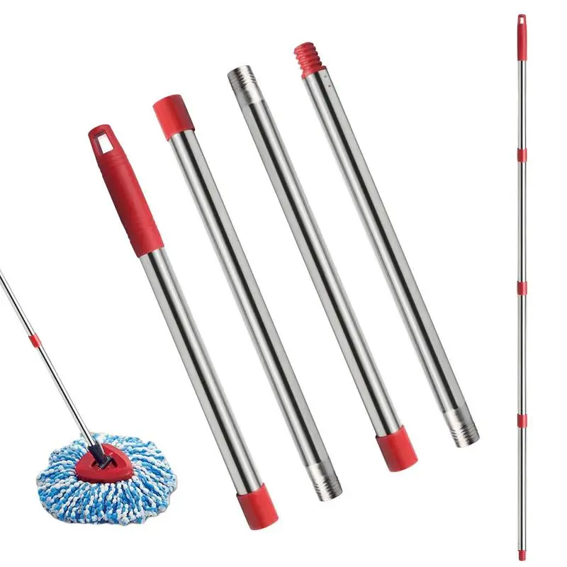 Pratvider Bastone di Ricambio per, Mop Stick Asta Maniglia di Ricambio | Manico esteso a 4 sezioni ad assemblaggio rapido per ricariche per mop per Teste di Scopa, mop triangolari rotanti
