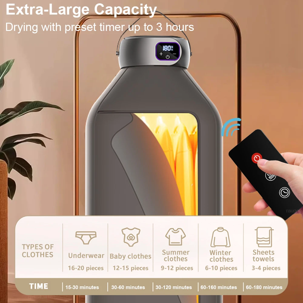 Portable Clothes Dryer Remote Control Multifunctional Dryer Electric Foldable Quicky Drying Laundry Dryer For Travel 5