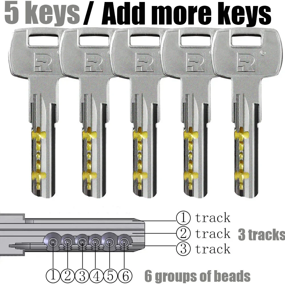 5 directly usable keys Door Lock Cylinder Lock Keys