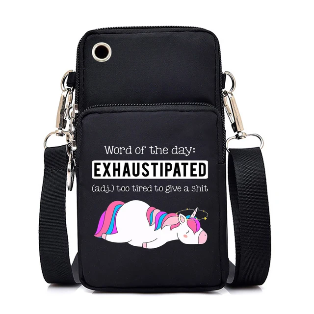 Shoulder Bag Funny Unicorn Cute But Psycho Print Women Men Mobile