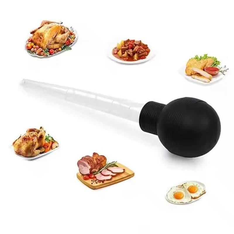 Turkey Baster Silicone Suction Bulb With Cleaning Brush for Flavor Meat Poultry Beef Baking Injecting Marinade-Regular Supplie