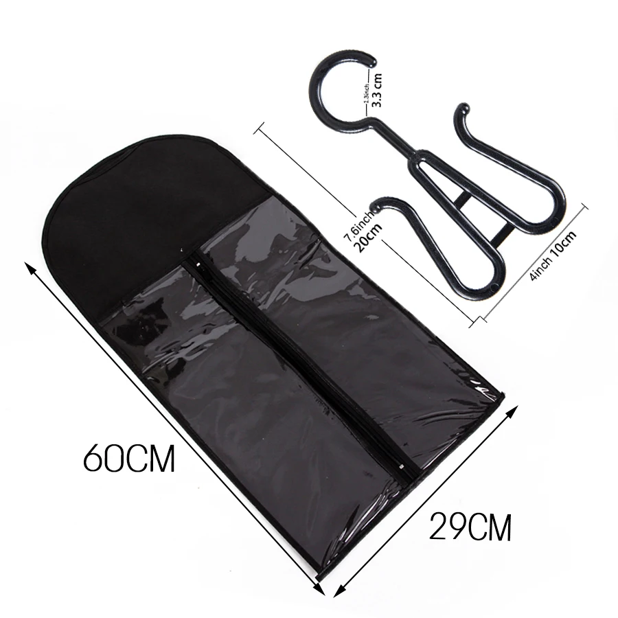 Wholesale 5/10Set Extra Long Wig Storage Bag With Hanger Portable Hanging Wig Bag With Zipper Storage Bag With Hanger For Hair