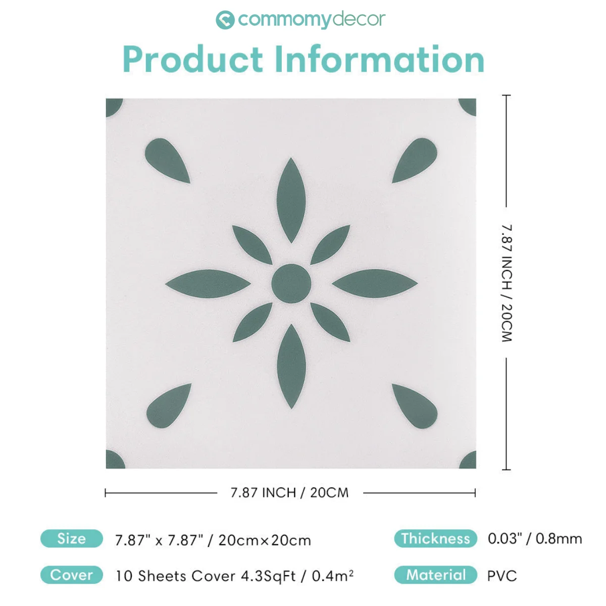 3D Tile Sticker 1pc/10pcs Floor Tile Sticker Self Adhesive Vinyl Non-slip Wall Waterproof 20cm x 20cm