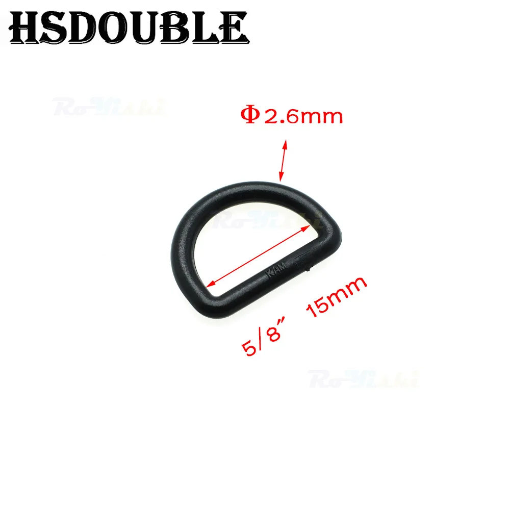 10 Stück/Packung Kunststoff-D-Ring-Schnallen für Gurtband, Größe 10 mm, 12 mm, 15 mm, 20 mm, 25 mm, 30 mm, 38 mm, 45 mm, Schwarz – Detail 5